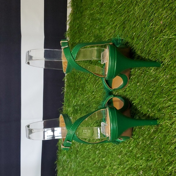 NWOT Emerald Green Jaggar Leather Heels - Picture 3 of 8